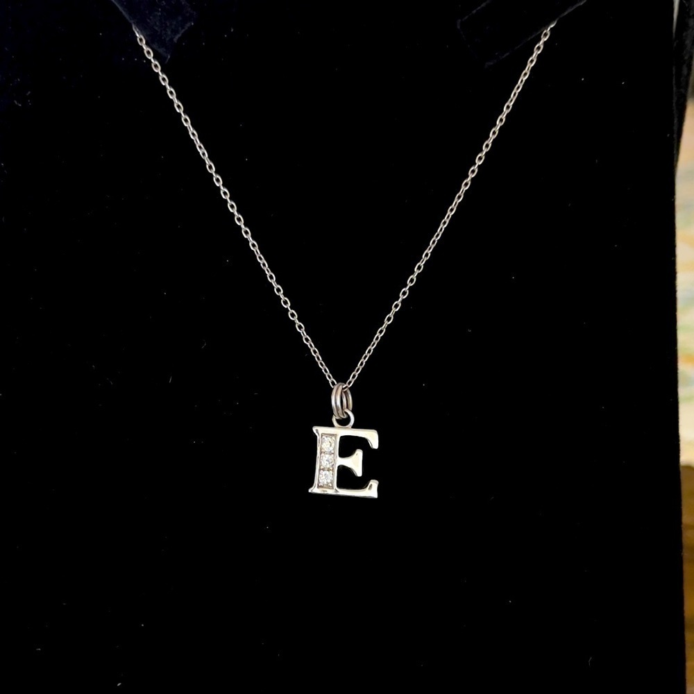 Sterling Silver “E” Initial Necklace - image 1